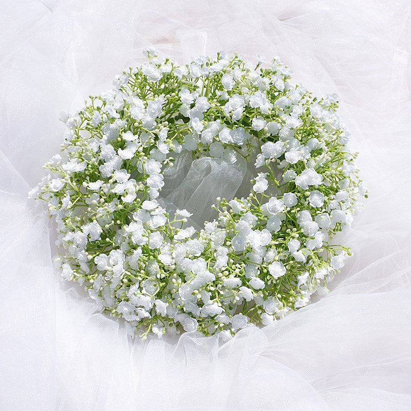 Luxurious Nordic-Inspired Faux Baby's Breath Flower Wreath - Elegant Home Decor for Weddings, Photography, and Door Displays