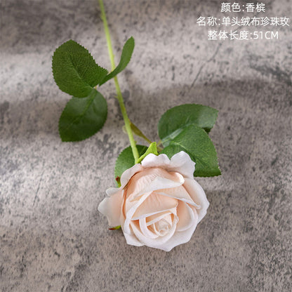 Elegant Faux Rose Wall Decor: Plush Velvet Rose and Pearl Embellished Flowers for Stunning Home and Holiday Decorations – Perfect for Any Occasion (Model MW03339Y)