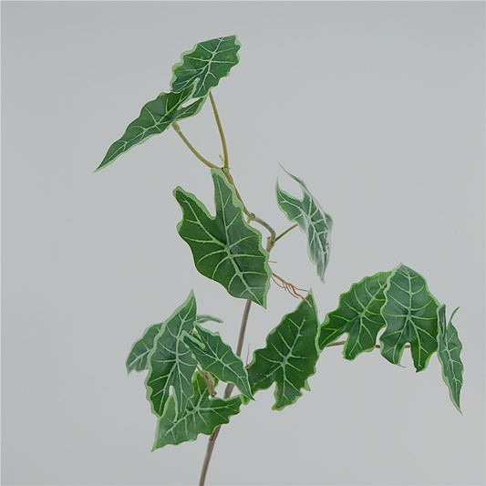 Natural Scandinavian-Inspired Faux Plant with Roots - Realistic Alocasia Leaves for Indoor Home Decor, Perfect for Desktop Decoration, Trending Artificial Greenery