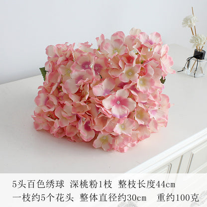 Elegant 5-Head Hydrangea Artificial Flowers - Realistic Silk Floral Arrangements for Weddings, Events, Hotels, and Home Decor