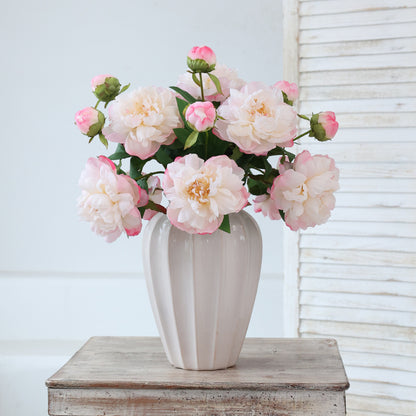 Realistic Single Stem Double Headed Peony Flower - Luxurious Home Decor for Stunning Wedding Arrangements and Celebrations with Artificial Garden Peonies