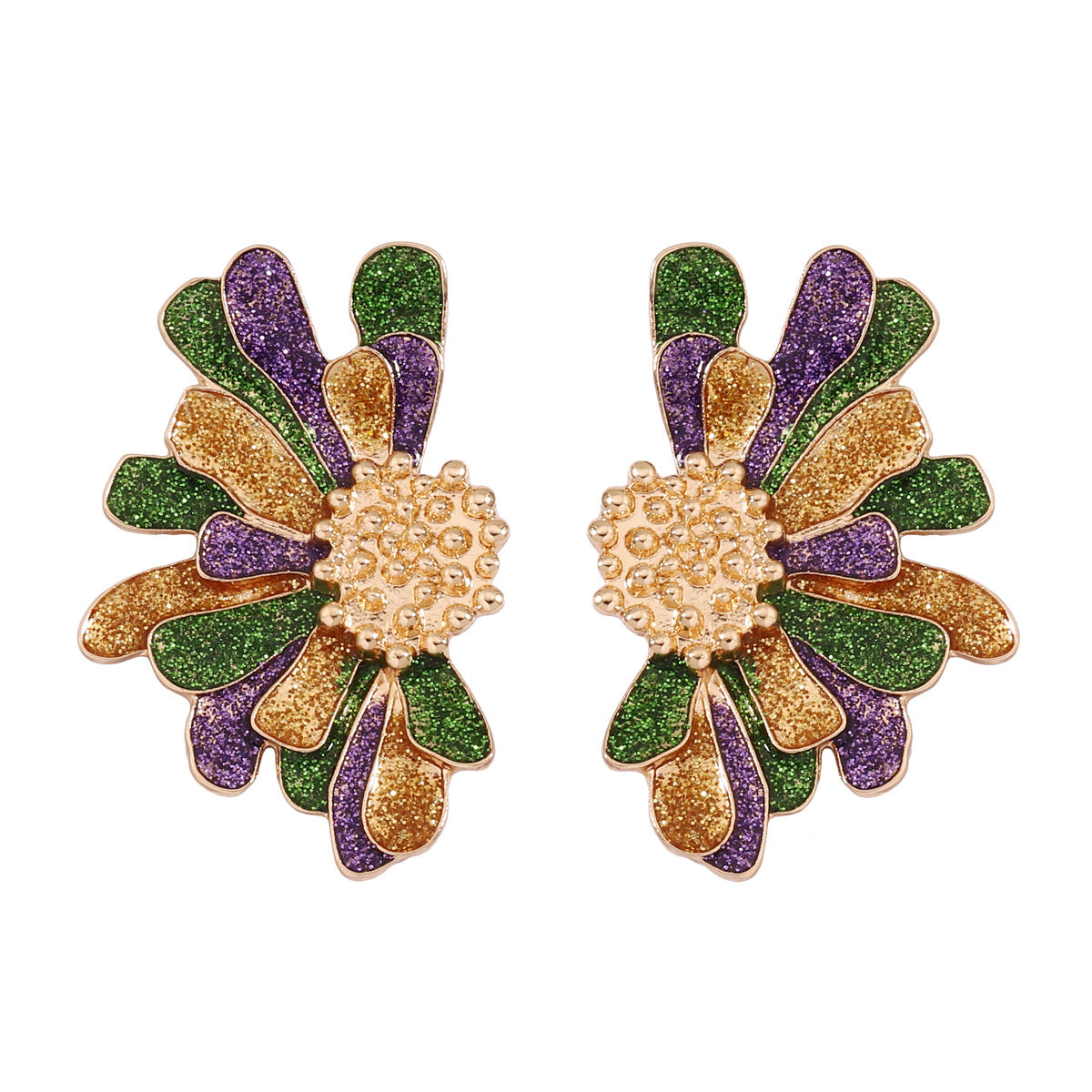 Festive Floral Alloy Earrings for Women – Vibrant Colorful Elements Perfect for Celebrations and Everyday Fashion