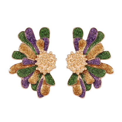 Festive Floral Alloy Earrings for Women – Vibrant Colorful Elements Perfect for Celebrations and Everyday Fashion