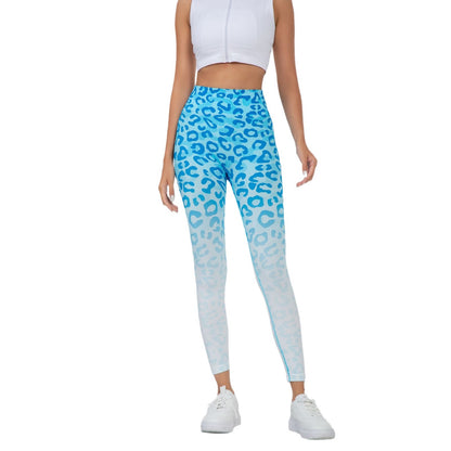 Seamless Gradient Leopard Print 3 4 Yoga Pants Stretchy Quick Dry Leggings for Outdoor Running Fitness and Active Wear