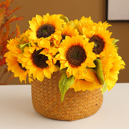 Artificial Sunflower Field Home Decor – Lifelike Faux Sunflower Bouquet for Weddings, Photography, and Rustic Style Interiors