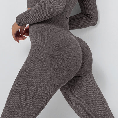 Seamless Knit Ribbed Moisture Wicking Yoga Pants for Women Peach Butt Lift Leggings for Comfort and Style