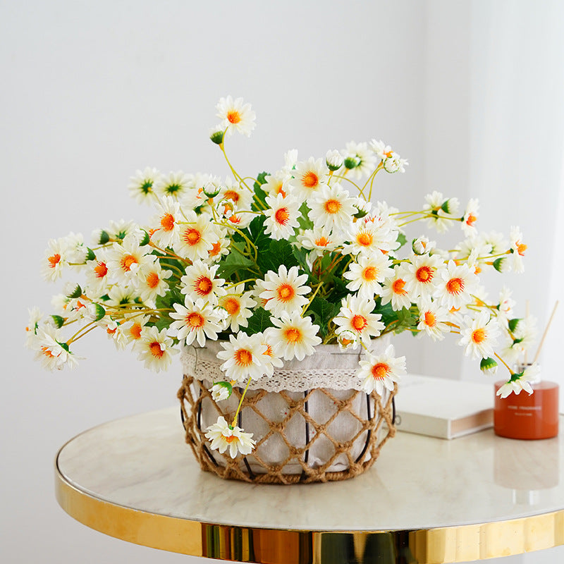 Realistic Artificial Daisy Bouquet - 15 Stem Faux Daisy Floral Arrangement for Home Decor, Photography Props, and Events