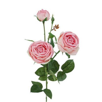 Touch Realistic Hydrating 3-Head Sweetheart Rose Home Decor Flower Arrangement - Perfect for Photography Props & Elegant Interior Decoration