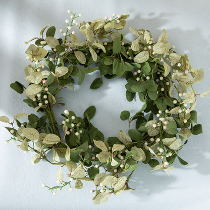 Elegant Floral Wreath with Lush Greenery - Realistic Artificial Rose Bouquet for Home Decor, Weddings, and Special Occasions - Perfectly Crafted Faux Flower Wall Arrangement (Model: MW61888)