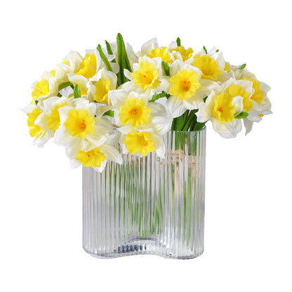 Realistic Touch Narcissus Faux Flower Bouquet - Ideal for Home Living Room Decoration, Weddings, and Special Events - Durable PU Narcissus Handheld Floral Arrangement