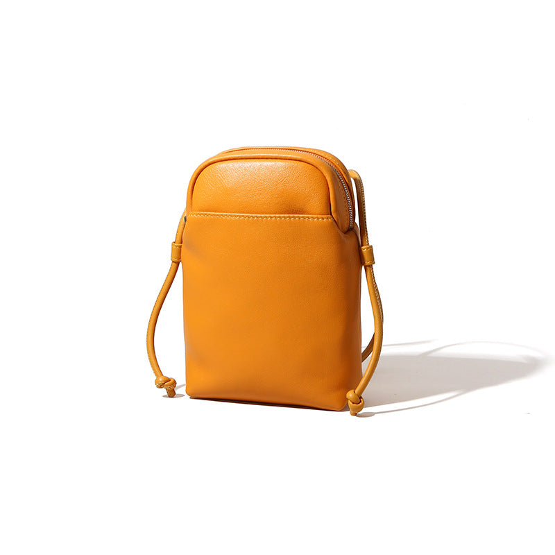 Women's Korean Inspired Single Shoulder Bag Full Grain Leather Crossbody Phone Purse for Commuting