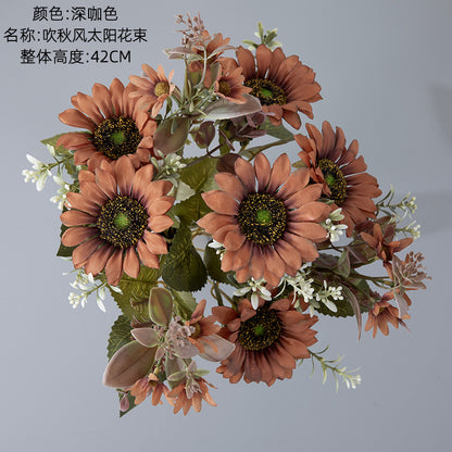 Vibrant Sunflower Bouquet with Faux Greenery - Perfect for Weddings and Fall Décor - CL06001