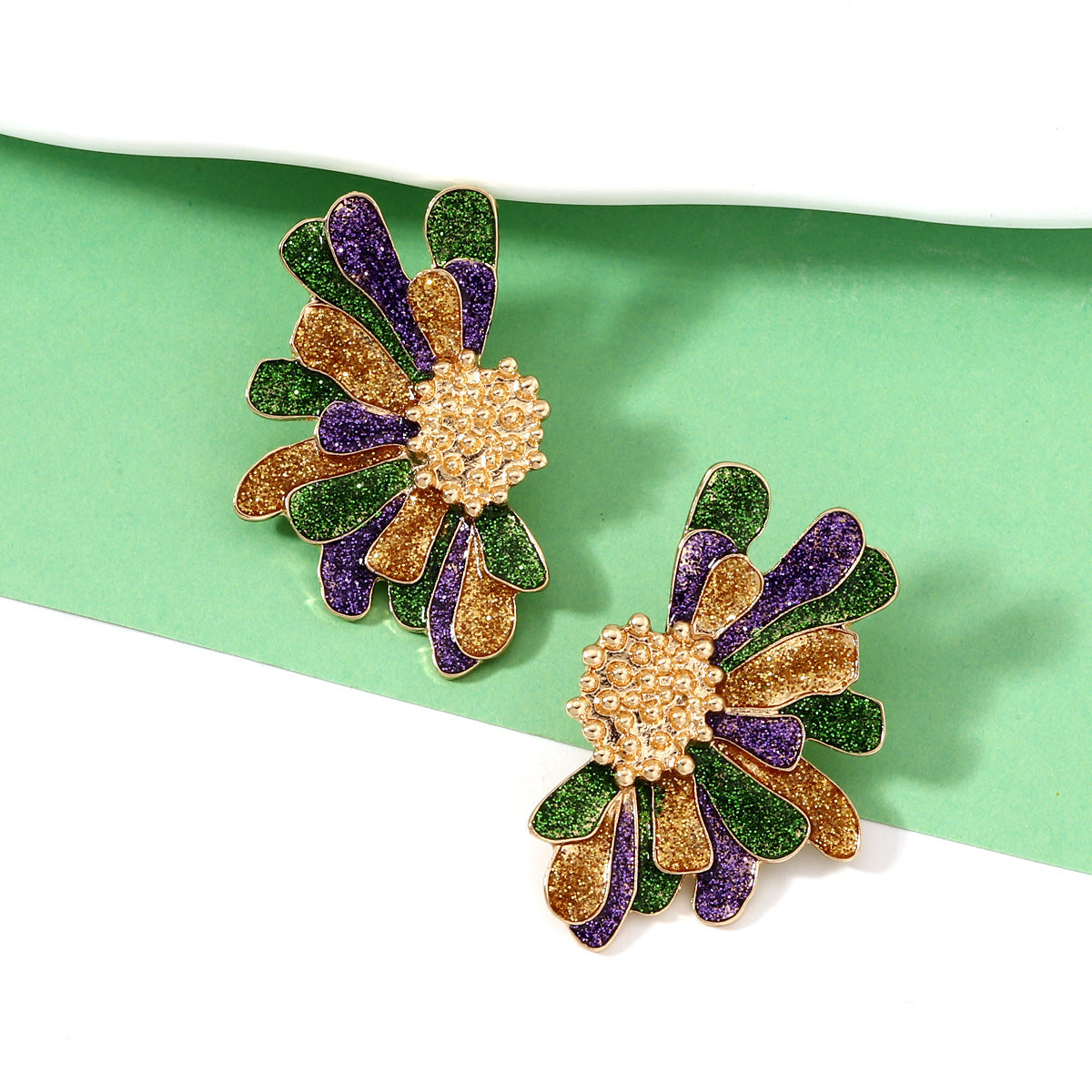 Festive Floral Alloy Earrings for Women – Vibrant Colorful Elements Perfect for Celebrations and Everyday Fashion
