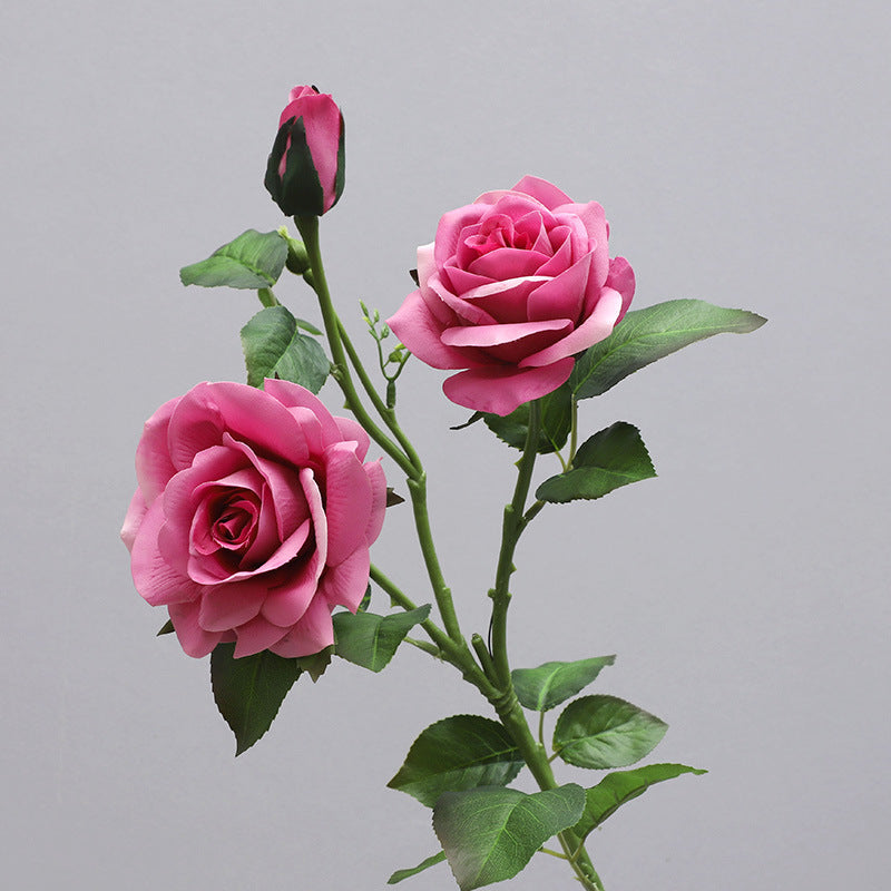 Elegant 3-Head Hypoallergenic Moisturizing Rose Flower Arrangement - Perfect Decor for Living Rooms, Photo Props & Home Accents