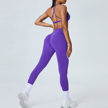 Seamless High Waisted Yoga Set for Women Butt Lifting Quick Dry Athletic Outfit for Running and Intense Workouts