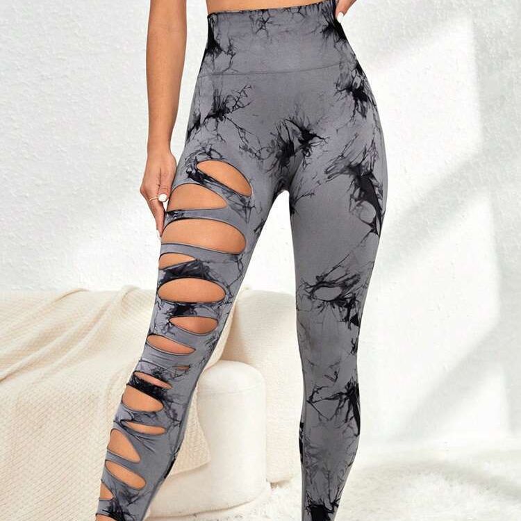 High Waisted Seamless Tie Dye Cut Out Butt Lift Leggings for Women for Yoga Fitness and Tummy Control