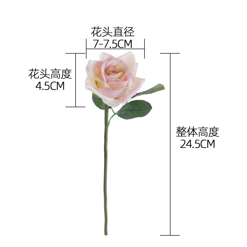 Realistic Autumn Single Stem Rose - Perfect Home Decor Accent, Wedding Bouquet, and Floral Wall Decoration - Faux Rose PJ1052