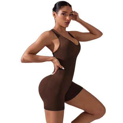 High Elasticity Tummy Control Cross Back Yoga Jumpsuit for Women Lifted Butt and No Visible Panty Lines for Gym and Fitness