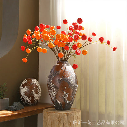 6-Head Faux Floral Pumpkin Bouquet for Festive Home Decor – Perfect for Halloween Displays, Window Decorations, and Seasonal Centerpieces