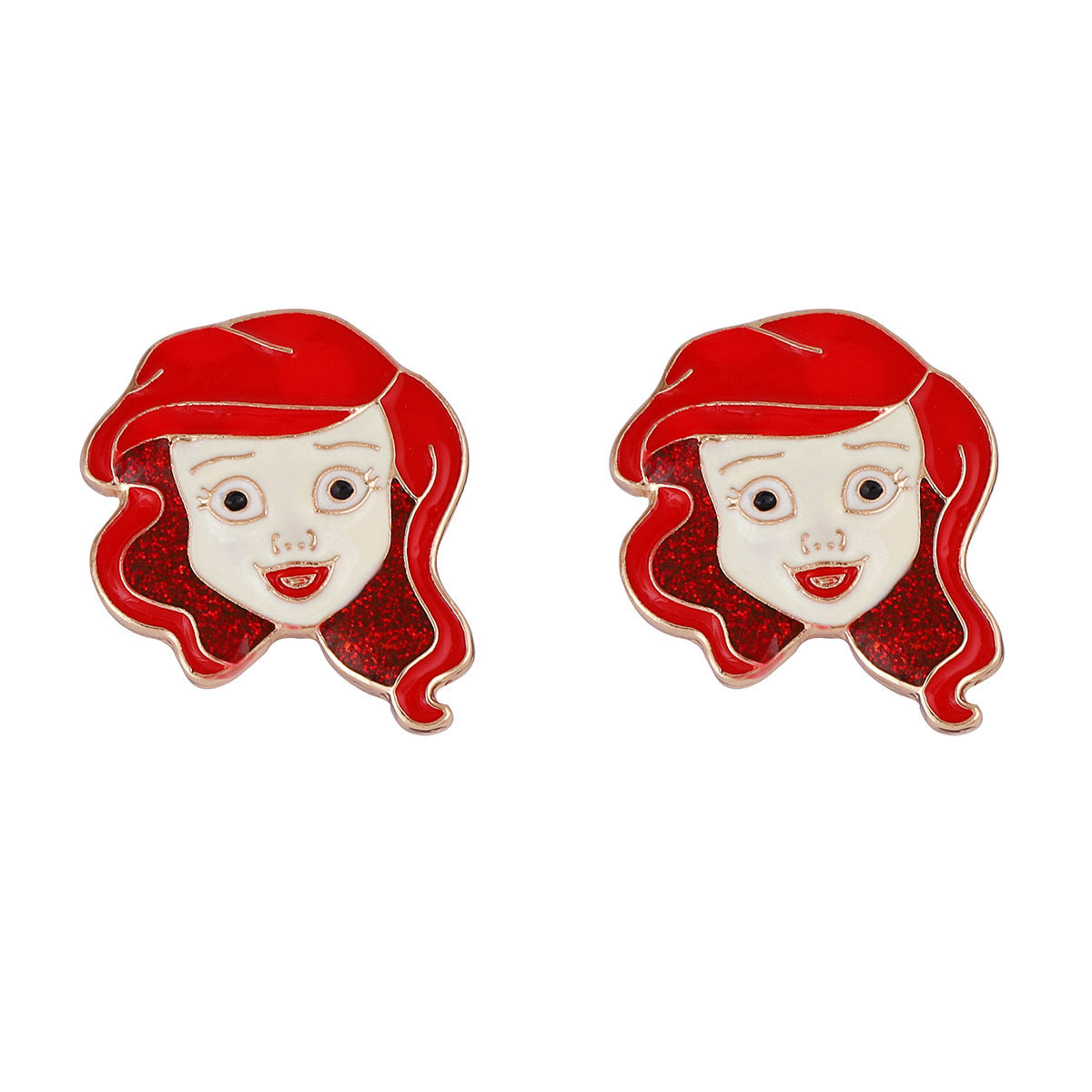 Charming and Unique Alloy Oil-Drop Princess Cartoon Earrings for Women – Delightful Whimsical Design Perfect for a Playful Style