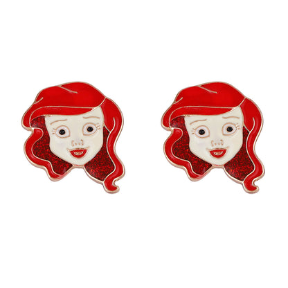 Charming and Unique Alloy Oil-Drop Princess Cartoon Earrings for Women – Delightful Whimsical Design Perfect for a Playful Style