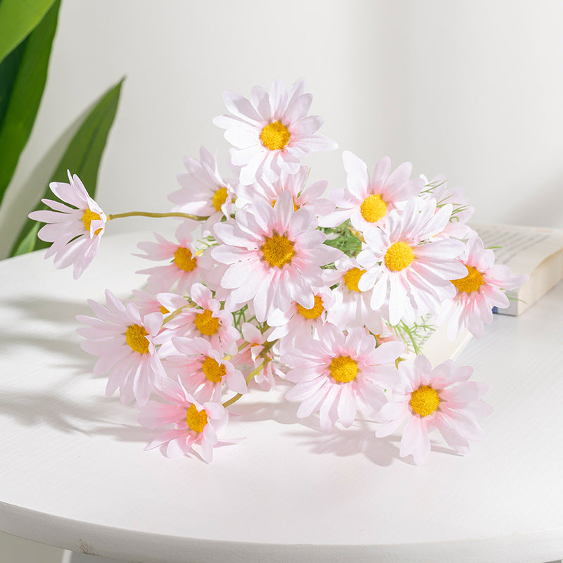 Artificial Chamomile and Mini Daisy Flower Bouquet - Realistic Decorative Flora for Living Room and Dining Table - Eco-Friendly Plastic Home Décor