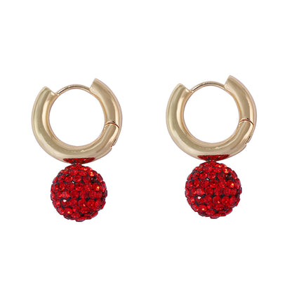 Exquisite Lightweight Luxury Elegant Rhinestone-Studded 3D Sphere Geometric Ear Cuff Earrings - Perfect for Parties and Everyday Glamour