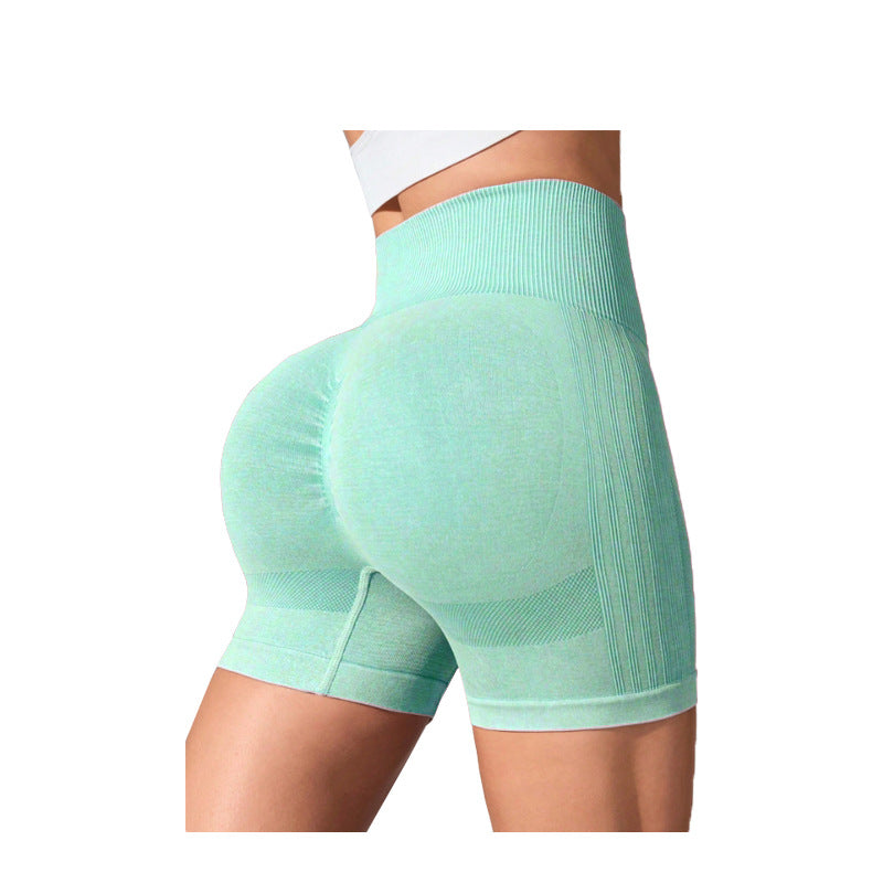 Seamless High Waisted Yoga Shorts Ribbed Peach Butt Enhancing 3 Inch Workout Pants for Compression and Quick Dry Fitness