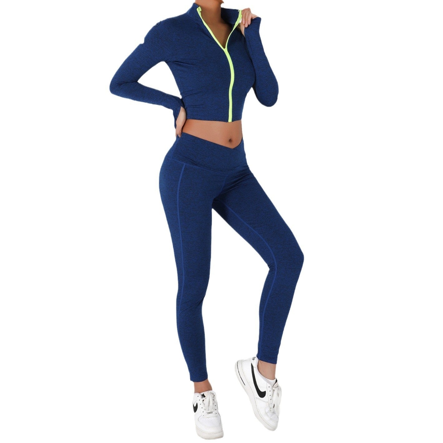 Women's Yoga Set Long Sleeve Sports Top and Full Length Pants for Fitness Spring and Autumn Activewear Combo