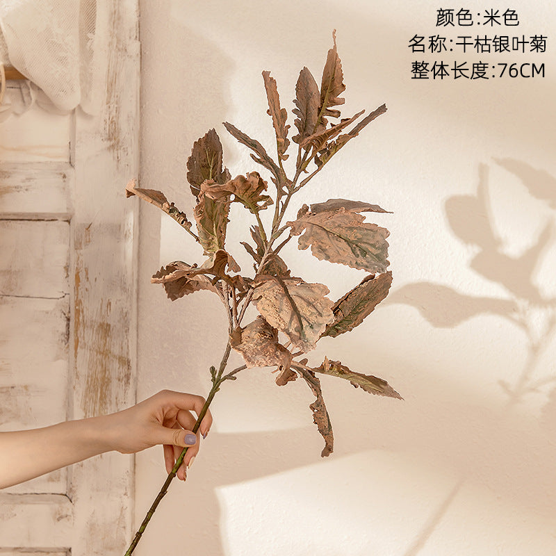 Stunning INS-Style Dried Silver Leaf Daisy Faux Flowers for Home Decor and Wedding Celebrations - MW82112