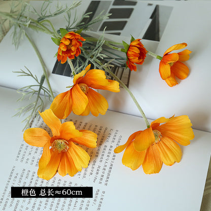 Charming Danish Cosmos and Tibetan Flowers - Single Stem Artificial Floral Decoration for a Fresh, Rustic Living Room and Wedding Decor