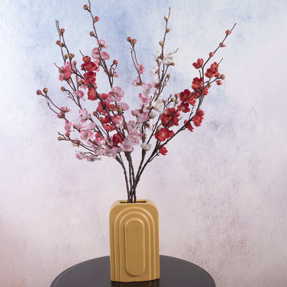 Lifelike Wax Plum Blossoms and Japanese Cherry Blossom Decor – Stunning Floral Arrangement for Wedding, Home, and Photography Backdrop – MW36860