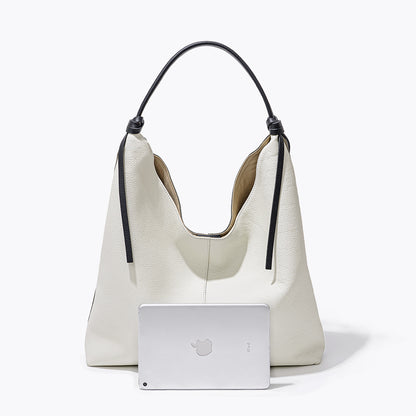 Large Capacity Tote Bag Unique Design with Grain Leather Versatile Shoulder Bag for Everyday Use