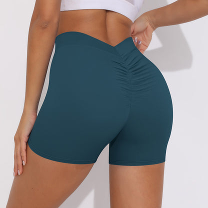 High Performance Stretchy V Waist Tummy Control and Butt Lifting Shorts Soft Fabric Solid Color Yoga Pants for Women