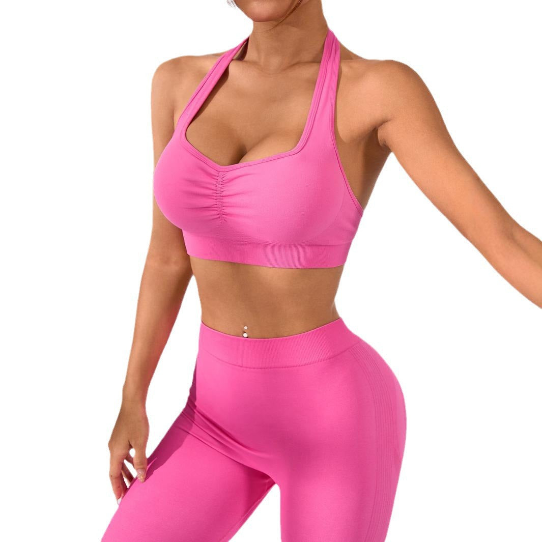 Seamless V Neck Bralette and High Waisted Peach Lift Yoga Pants Set for Comfort Style and Performance in Your Daily Workouts