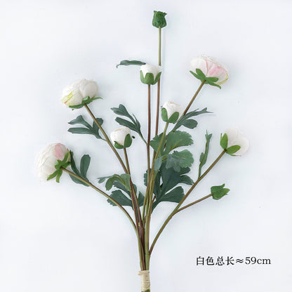 Realistic 3-Stem Faux Peony Bouquet - 9-Head Artificial Flower Arrangement for Home Decor, Photography Props & Event Styling