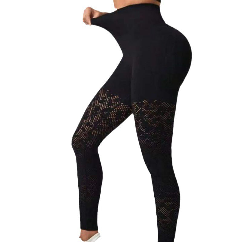 High Waisted Women s Hollow Mesh Leggings for Enhanced Lift Tummy Control Quick Dry Performance for Outdoor Sports and Yoga