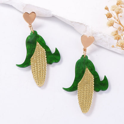 Unique Creative Acrylic Corn Pendant Earrings - Versatile Everyday Jewelry for Women | Trendy Casual Accessories