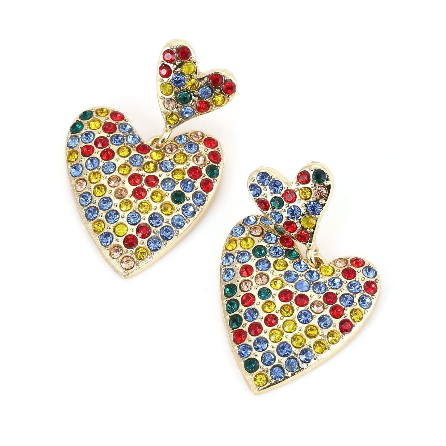Chic Oversized Creative Heart-Shaped Alloy Earrings with Pearl and Rhinestone Accents – Elegant, Unique, Lightweight Jewelry for Every Occasion