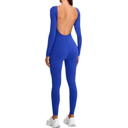 Fall and Winter Long Sleeve Yoga Jumpsuit with U Back Comfortable Activewear for Running and Fitness