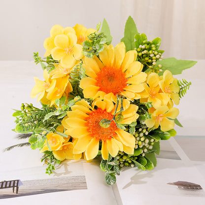 Stunning Artificial Maria Sunflower and Hydrangea Bouquet - Refreshing Minimalist Home Decor for a Chic Farmhouse Aesthetic