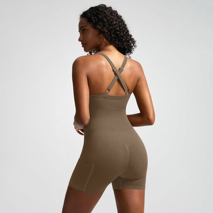 High Intensity Seamless Yoga Bodysuit for Women Ultra Stretch Ribbed Fitness Activewear with Supportive Back Design for Maximum Comfort and Flexibility