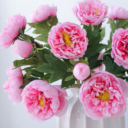 Realistic 3-Head Silk Peony Flowers for Elegant Home Décor and Wedding Decoration Props - Perfect for Photography and Event Styling