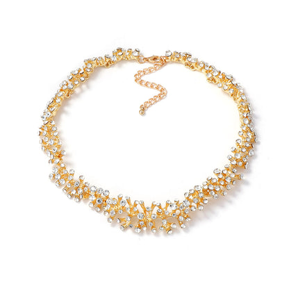 Exquisite Luxury Allure: Rhinestone-Encrusted Alloy Waterfall Floral Pendant Necklace for Women - Perfect for Every Occasion