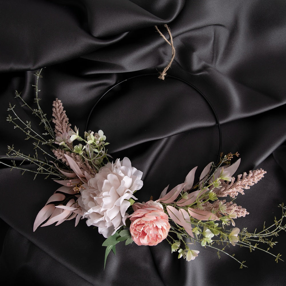 Charming Peony Half-Ring Wall Decor - Lifelike Floral Wedding Bouquet and Home Accent for Stunning Celebrations (CF01121)