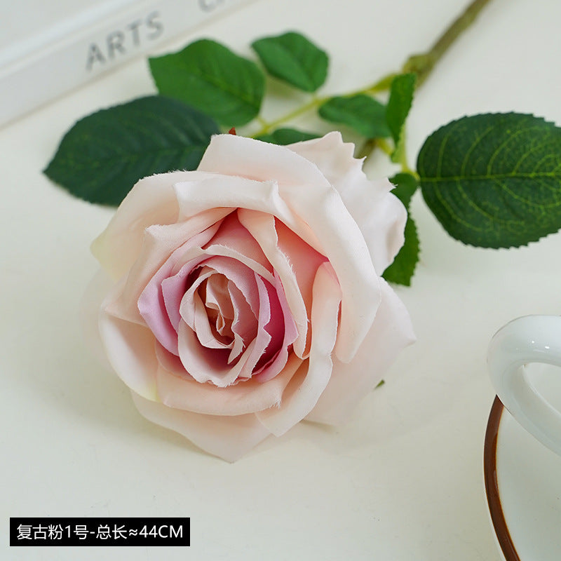 Elegant Simulated Rose Craftsmanship: Exquisite Single Stem Floral Arrangement for Weddings & Events, Perfect for Table Decor & Home Elegance