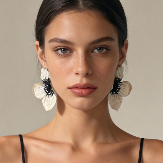 Bohemian Style Red Petal Earrings with Gold Accent - Chic, Minimalist and Versatile Jewelry for Every Occasion