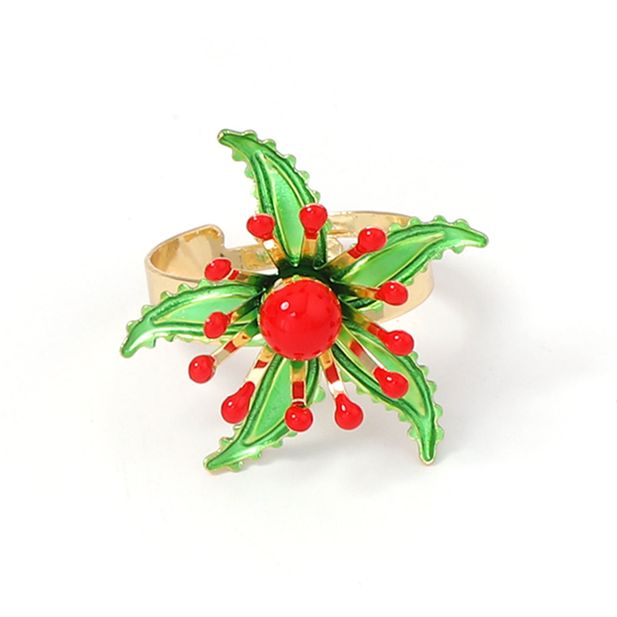 Bohemian-Inspired, Elegant and Bold Spray-Painted Floral Open Ring for Women – Perfect for Daily Commuting and Special Occasions