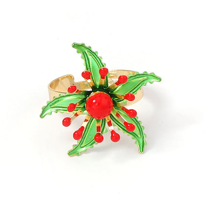 Bohemian-Inspired, Elegant and Bold Spray-Painted Floral Open Ring for Women – Perfect for Daily Commuting and Special Occasions