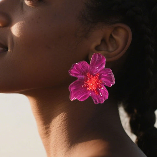 Exaggerated Personality Acrylic Transparent Flower Stud Earrings - Versatile Style for Chic Street Photography and Everyday Elegance
